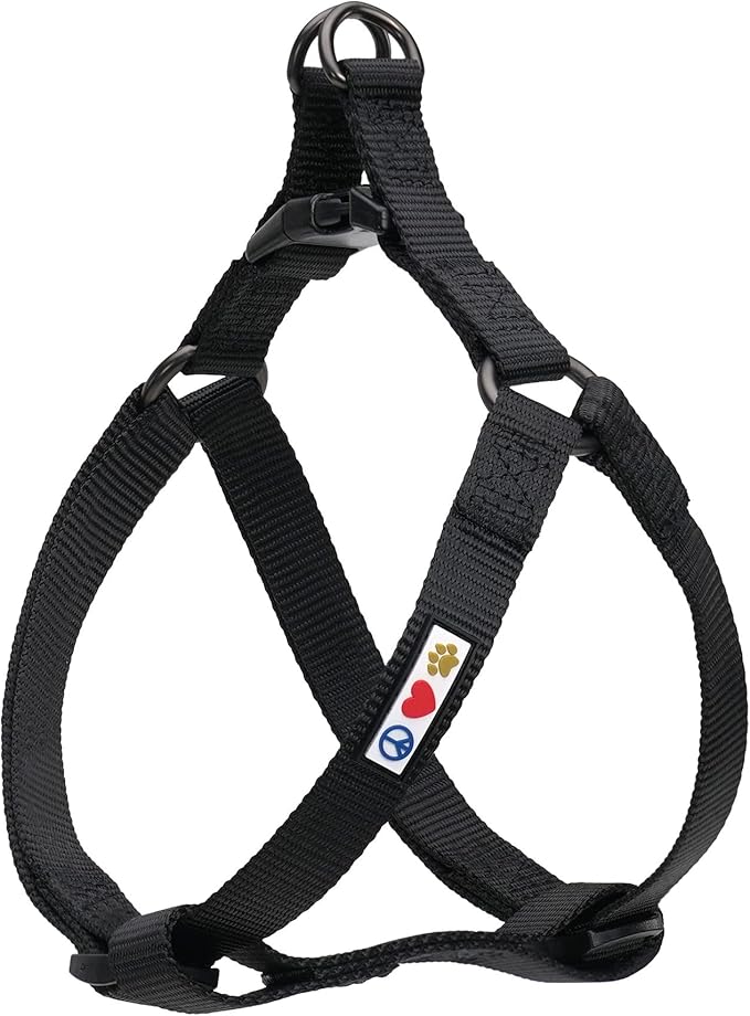 Pawtitas Solid Step-in Dog Harness – Adjustable No-Pull Vest for Puppies to Seniors, Safe & Comfortable M Black
