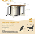31.9" Dog Crate Furniture with Barn Door, Heavy Duty Dog Kennel Indoor with 2 Doors, Wooden Pet Cage End Table for Small Medium Dogs up to 44 lb, Anti-Chew Anti-Escape, White Brown DFC83614B