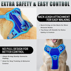BARKBAY No Pull Dog Harness Large Reflective Dog Harness with Front Clip and Easy Control Handle for Walking Training Running with ID tag Pocket(Sapphire Blue & Blue,XL)
