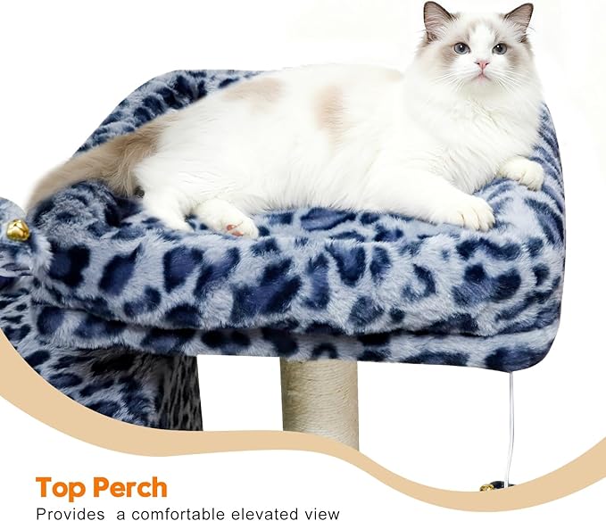 82" Tall Cat Tree,Giant Cat Tree for Indoor Cats Large Adult, Heavy Duty Cat Tree Tower, Extra Large Cat Trees with Scratching Posts, Cat Condos, Hammock,Top Perch,Ramp (Blue Grey)