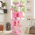 Cat Tree with Scratching Post,Cat Tower House for Indoor Large Adult Cats Kittens,21x21x70in Multi-Level Activity Cat Cando Furniture,Pink