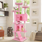 Cat Tree with Scratching Post,Cat Tower House for Indoor Large Adult Cats Kittens,21x21x70in Multi-Level Activity Cat Cando Furniture,Pink