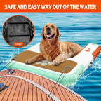FBSPORT Inflatable Dog Boat Ramp Floating Dock Water Ladder for Pool, Boat, Non-Slip EVA Floating Ladder Pool Ramp for Dog Up to 220 LBs, Safe & Easy Access