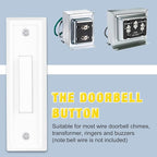 Saillong 2 Pieces Lighted Doorbell Button, Wall Mounted Garage Door Opener Switch with LED Light Compatible with Most Wire Doorbell Chimes, Transformer, Ringer, Buzzers (White,Warm Light)