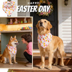 Dog Bandana for Easter Day - Lovely Bunny Carrot Chicken & Daisy Flower Theme, Holiday Pet Costumes Scarf with Adjustable Snap Button, Medium to Large Breeds (30-75lbs)