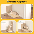 Cat Scratcher Lounge, 23 Inch L-Shaped Cat Scratch Pad, Vertical & Horizontal Scratching 1.2" Thick Cardboard with Fun DIY Stickers, Durable, Eco-Friendly