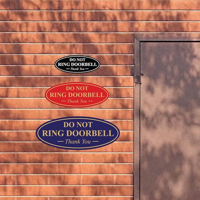 All Quality Oval DO NOT Ring DOORBELL Thank You Sign - Black Small 10 Pack