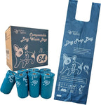 Home Compostable Dog Poop Bags with Handles, Extra Thick Leak-Proof Dog Waste Bags, Unscented & Eco-Friendly, 9 x 13 inch (16 inch w/Handles), 84 Count