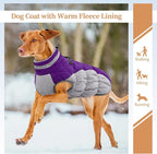 Large Dog Coat, XXLarge Dog Winter Coat, Waterproof Pet Jacket with Back Zipper,Extra Large Pet Coats, Warm Fleece Jacket with D-Ring, Windproof Winter Clothes Golden Retriever,Purple,XXL