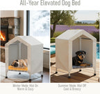 Elevated Dog House with Soft Cushion Insert - Comfortable Pet Home with Elevated Design, Sturdy Dog Shelter for Indoor/Outdoor Use,Perfect for Pets (Small)