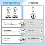 SCENEREAL Bells for Dog Collars - 2 Pack Pet Hanging Ring Bell Accessories for Dog & Cat, Pet Pendant Collar Charm with Heavy Duty Snap Clips