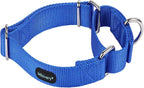 Mikivery Martingale Dog Collar Nylon Adjustable and Safety Training Colourful Comfortable Metal Buckle Pet Collars for Small Medium and Large Dogs(Royal Blue,M)