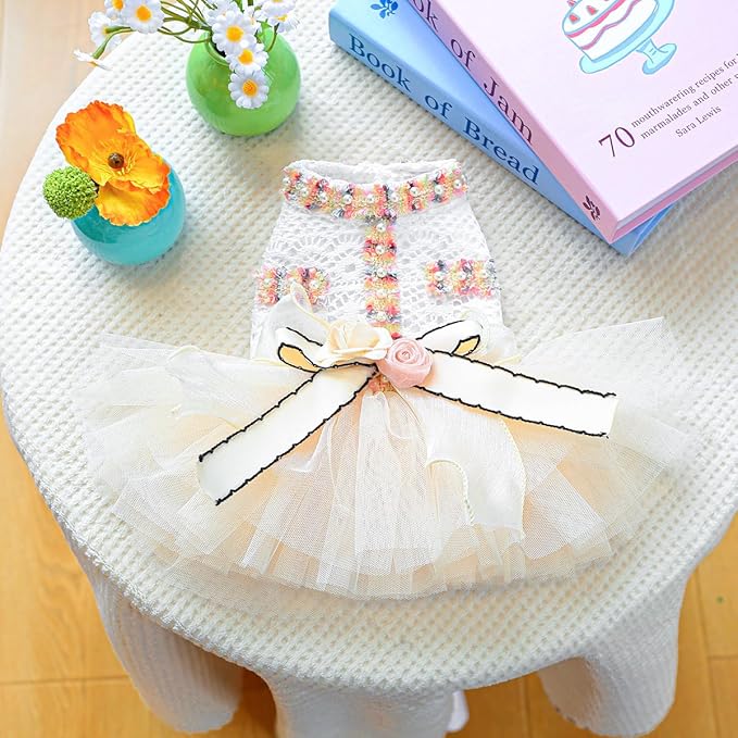 Furbabycare® Elegant Sweet Colorful Puppy Dog Blingbling Princess Skirt Pet Dog Lace Cake Camisole Tutu Dress E-Light Yellow X-Small