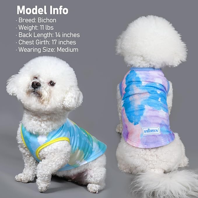 KYEESE 2Pack Dog Cooling Shirt, Breathable Dog Shirt for Small Dogs, Sun Protection Dogs Cooling Vest Tank Top, Lightweight Soft Sleeveless Summer Puppy Clothes, Purple+Blue, S