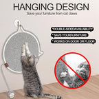 Personalized Cat Scratcher Mat, Customized with Name Text Natural Cotton Rope Round Horizontal Cat Scratching Pads with Ball Toy, Cat Furniture Protector for Wall, Couch, Carpets, Sofa (Black)