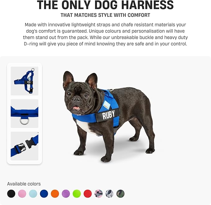 DF Co. Dog Harness | Chafe Resistant Webbing, Adjustable Neck & Chest, and Heavy Duty D-Ring | Sturdy, Comfortable, Easy to Use | Grey Camo, Size XL