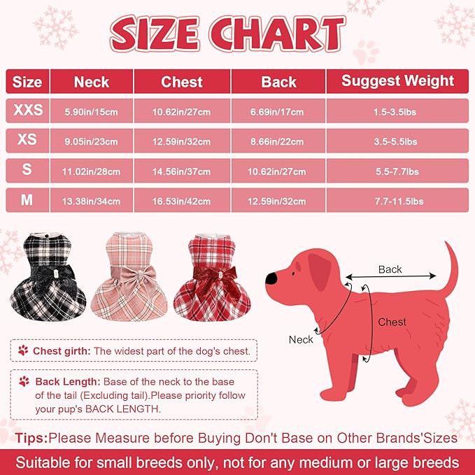 Dog Sweaters Dog Clothes for Small Dogs Boy Girl Fall Puppy Dress Warm Fleece Chihuahua Yorkie Teacup Doggie Sweaters Dresses Doggy Sweater for Small Dogs Girl Cat Outfit, Red, M