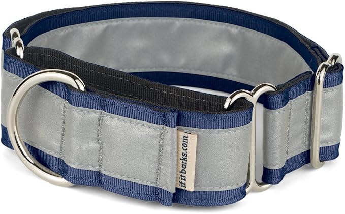 If It Barks - 1.5" Reflective Martingale Collar for Dogs - Adjustable - Made in USA - Strong, Durable, and Comfy - Ideal for Training - Suitable for Most Breeds - Large, Navy