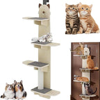 Door Hanging Cat Shelf - Stable & Safe 4-Levels Over The Door Cat Tree Climber with Removable Soft Mat, Vertical Cat Tree Over The Door, Door Cat Shelf for Indoor Cats (A, 59.1" H X 21.6" L X 9.6”w)