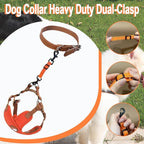 2 Pcs Dog Collar Safety Clips with Double Ended Clasps | Adjustable Collar Backup Clip for Dog Harness & Collars Connectors, Training for Walking, Running, and Hiking, Safety Clip - Orange