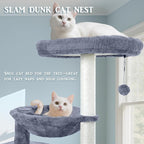 Cat Tree with Cat Condo and Hammock,Cat Tower with Self-Grooming Brush,Toy Balls,Scratching Posts and Scratching Pads,Cat Tree Tower for Indoor Cats,Grey