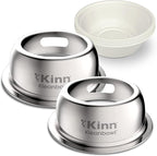 Kinn Kleanbowl Pet Bowl Stainless Steel Frame with Compostable Refills, 32 oz (Pack of 2) – Spill-Proof Stable Disposable Pet Bowls for Easy Cleaning and Healthy Pets, No Plastic