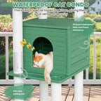 72 Inches Tall Cat Tree, Outdoor Cat House, Weatherproof Large Cat Condo with Cat Scratch Post, for Outdoor and Indoor Cat Towers