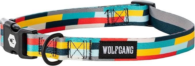 Wolfgang Heavy Duty Martingale Dog Collar with Quick Release Nylon Buckle for Walking & Training, Mixtape Print, Small