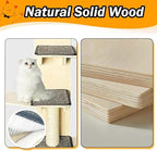 Door Hanging Cat Shelf 4-Levels Cat Tree Climber, No Drilling, Natural Solid Wood Cats Shelves Ladder, 59x15x10inch Pet Jump Shelf(Panda)