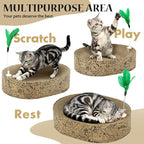 Cat Scratcher Cardboard 2in1 Oval Cat Scratcher Bed for Indoor Cats Cat Scratch Pad Bowl with Scratching Toy Corrugated Lounge Bed&Furniture Protector &Training Toy XL（Black）