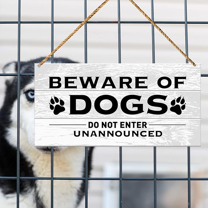 Do Not Enter Unannounced, Beware of Dog Sign for Home Front Door Decor