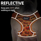 PUPTECK Halloween Small Dog Harness and Leash Set, No Pull Adjustable Puppy Cat Harness, Reflective Soft Mesh Pet Vest Small Sized, Pumpkin, M