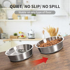 Taglory 8 Cup Stainless Steel Dog Bowls Set of 2 for Food and Water, Silicone Base Anti-Slip, Rust Resistant, Extra Thick Metal Bowls for Medium Dogs, 59oz, Gray