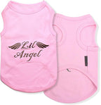 Parisian Pet Dog Shirt – 100% Cotton Lil Angel Shirts for Large Dogs – Pink Sleeveless Puppy Clothes – Breathable and Lightweight Girl Dog Clothes - Stretchy Pet Apparel - Summer Tshirts for Dogs
