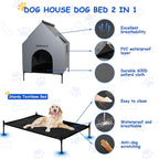 36" Dog House for Outdoor Indoor, Large Dog Houses Weatherproof 600D PVC with 7.9" H Textilene Elevated Dog Bed Breathable, Easy to Clean, Dog House Max 160lbs