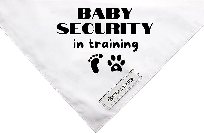 Realeaf Baby Security in Training Dog Bandanas Pet Scarf for Medium and Large Dogs Pregnancy Announcement Pet Accessories Pregnancy Reveal Ideas(Baby Security in Training, Large)