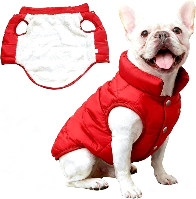 Dog Jacket Waterproof Fleece Dogs Vest Small Dog Coats for Winter Cold Weather Warm Dogs Puffer Jacket Puppy Coat Red Pet Jackets Cat Coats M