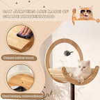 Cat Tree, 66In Cat Tower with Scratching Post, Tall Multi-Level Cat Houses for Indoor Cats Large Adult, Cute Cat Post Cat Condos with Dangling Ball,Plush Platform, Hammock, Big Cats Climbing Tower