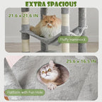 Tall Cat Tree 78.8in, Patent Fabric Multilevel Cat Tower for Adult Cats, Climbing Tree House and Towers with Condo Hammock Scratching Post Large Platform Wide Base