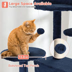 54in Cat Tree Cat Climbing Tower with Scratching Post, Cats House Perch Kitten Tree Condo Wood Playhouse, Pet Trees Tower for Indoor Cats, Navy Blue