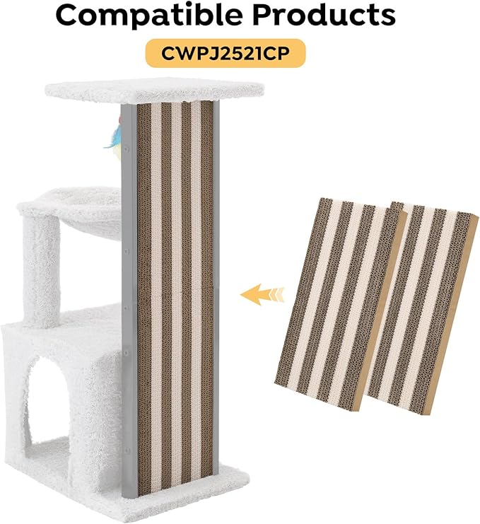 Veehoo 2 Pack Replacement Cat Scratch Pad, Cat Scratching Board for Indoor Cats and Kitten, Corrugate Scratcher Cardboard Set