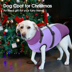 SUNFURA Dog Coat, XXXL Dog Jacket with Harness Built in, Waterproof Pet Winter Coat Snowsuit with Zip, Reflective Fleece Jacket for Extra Large Dogs, Great Dane, Purple 3XL