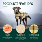 Kuoser Waterproof Dog Coat, Reversible Dog Jacket for Large Dogs, Adjustable Durable Doggie Winter Coat for Groowing Puppies Warm Puppy Cold Weather Apparel, Yellow L