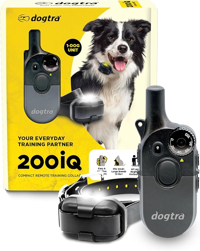 Dogtra 200iQ Professional Remote Training E Collar - 1/2 Mile, 100 Precision Levels, IPX9K Waterproof, Tone & Vibration – Seamless No-Look Control Off-Leash Confidence for Dogs 10lb+