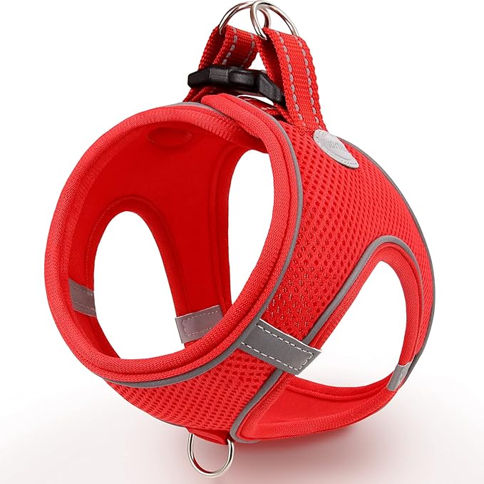Joytale Small Dog Harness, Breathable Mesh Step-in Vest, Reflective Soft Padded Harnesses for Cats, Puppies and Extra Small Dogs, Red, XXS