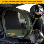 PAWZIDEA Portable Dog Crate for Car Travel, Collapsible Pet Travel Crates for Medium & Large Dogs Up to 80lbs, Enclosed Soft-Sided Car Kennel Carrier for Backseat, Secures w/Seatbelt & Headrest Strap