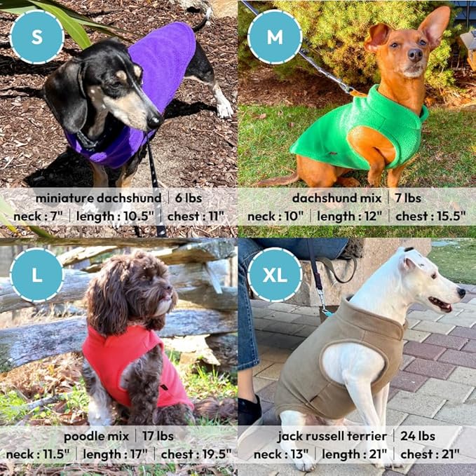 Gooby Fleece Vest - Brown-Turquoise, X-Large - Warm Pullover Fleece Dog Jacket with O-Ring Leash - Winter Small Dog Sweater Coat for Cold Weather