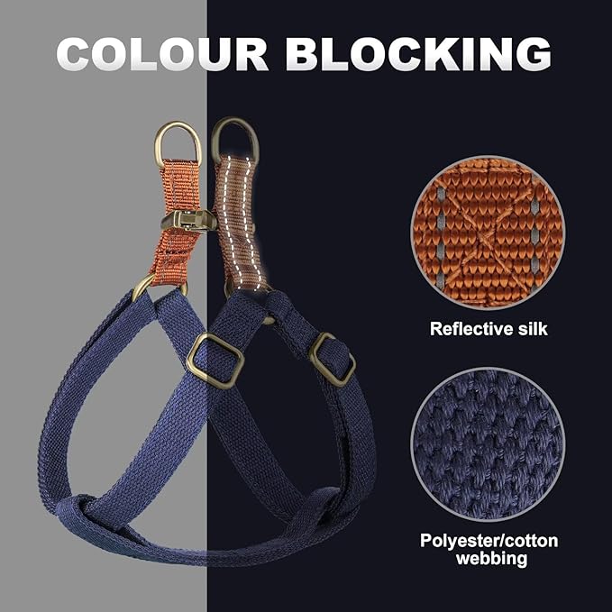 Didog Step in Dog Harness with Metal Buckles, Freedom Nylon Dog Halter Vests for Medium Dogs Easy Walking Training(M:Chest 19-28", Dark Blue)
