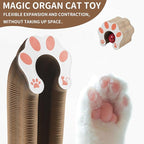DFQ Kitty Kurlz, Magic Organ Cat Scratching Board Toy with Balls Bells,Made of Recyclable Corrugated Cardboard,Interactive Mental Physical Exercise Cat Toys for Indoor Cats(Brown)