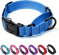 Martingale Dog Collar, Reflective No Pull Training Collar with Quick Release Buckle & USA Flag, Heavy-Duty Nylon, Adjustable for Small Medium Large Dogs (M,Blue with Flag